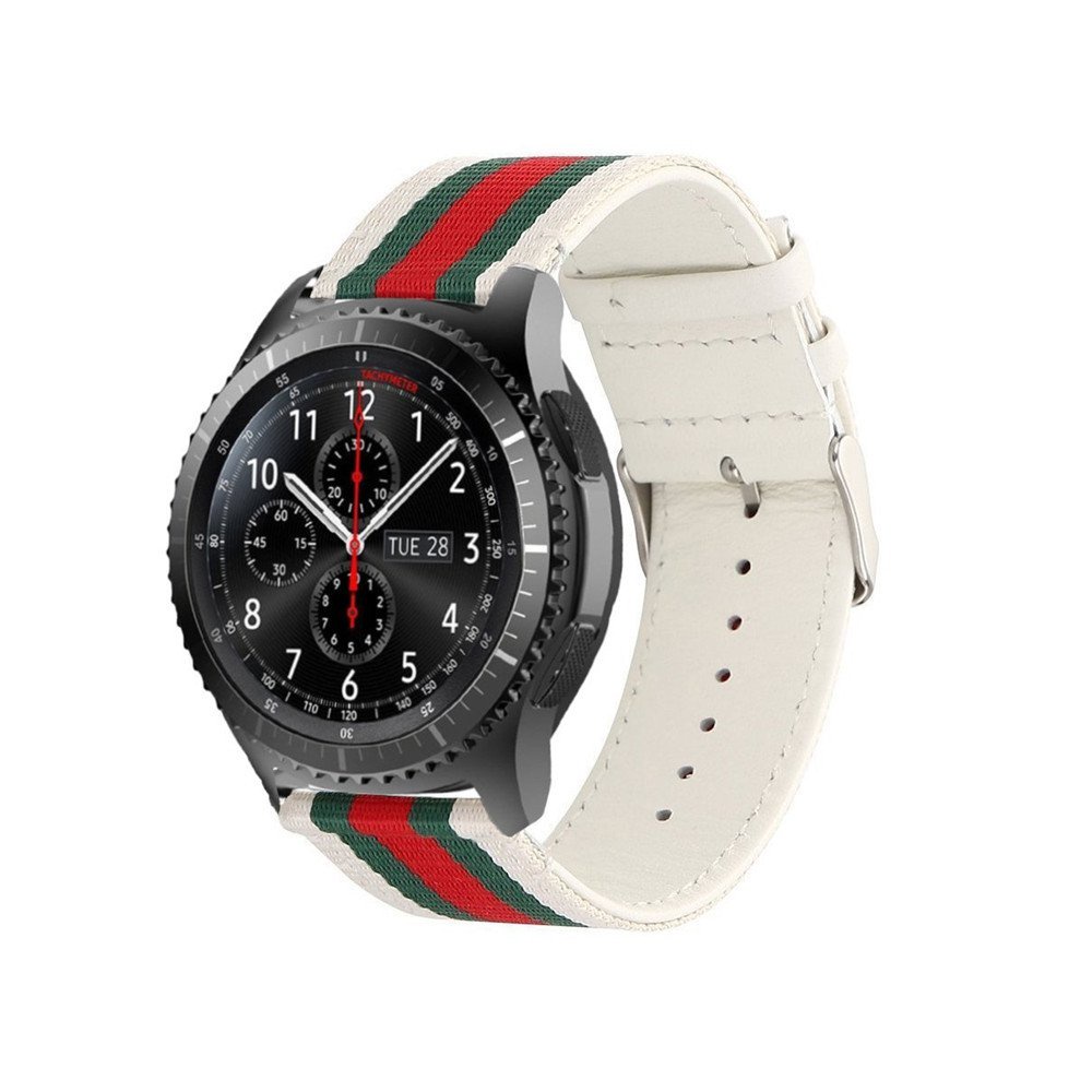 學良3C-適用於三星Gear S3 Classic智能手錶 22mm通用 尼龍+皮休閒錶帶