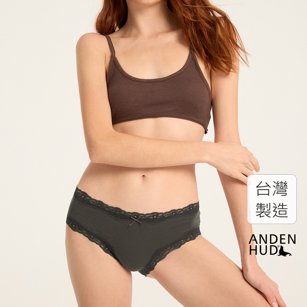 【Anden Hud】天氣心情．蕾絲織帶中腰三角內褲(風暴灰) 純棉台灣製