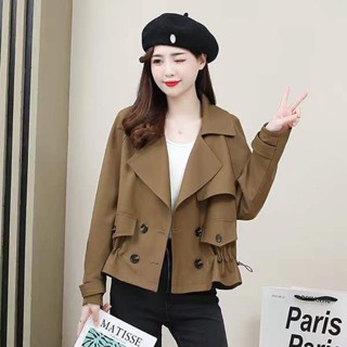 SY韓版上衣短版外套風衣外套小香風外套女大碼寬鬆高檔女風衣顯瘦顯高工裝百搭外套女