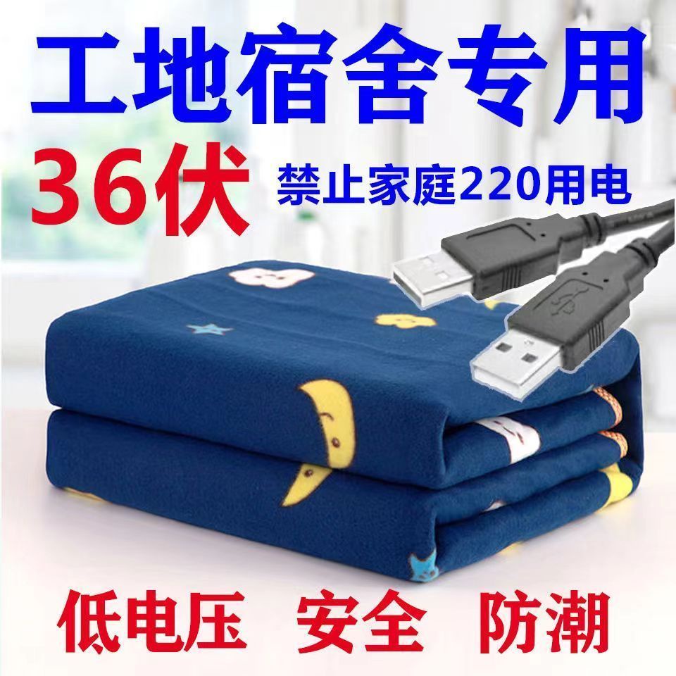 低壓 電熱毯 36伏電熱毯工地低壓電褥子usb接口宿舍加厚單人36伏雙人電褥子