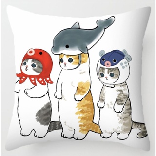 卡通可愛小貓咪抱枕套 加大號40×40 45×45 50×50 60×60 70×70 居家裝飾客廳沙發抱枕 汽車坐墊套