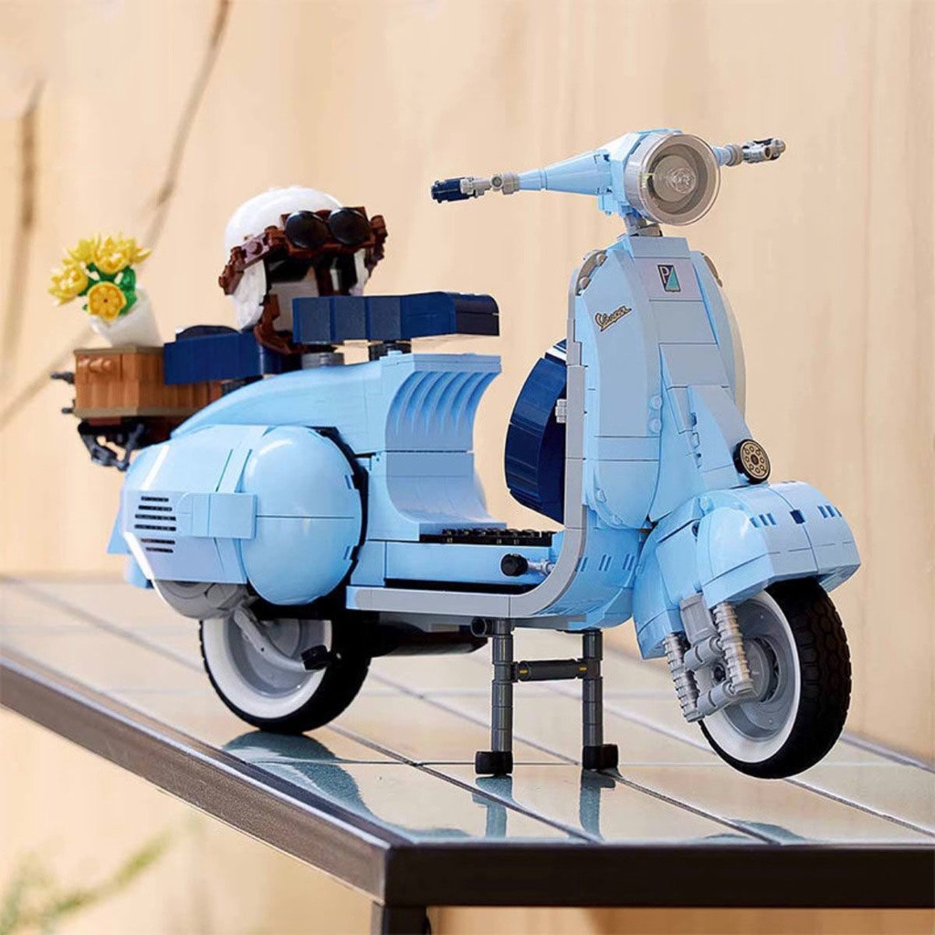 重機模型 摩托車積木 迷你機車 機車模型 兼容樂高小綿羊踏板摩托車模型擺件成人拼裝積木益智玩具男生禮物