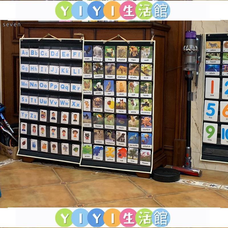 YIYI台灣出貨 28/36/42 格 幼兒園 透明插卡袋 平面掛壁式黑板袋 圖卡教學 卡片收納袋 展示袋 數字卡片 認