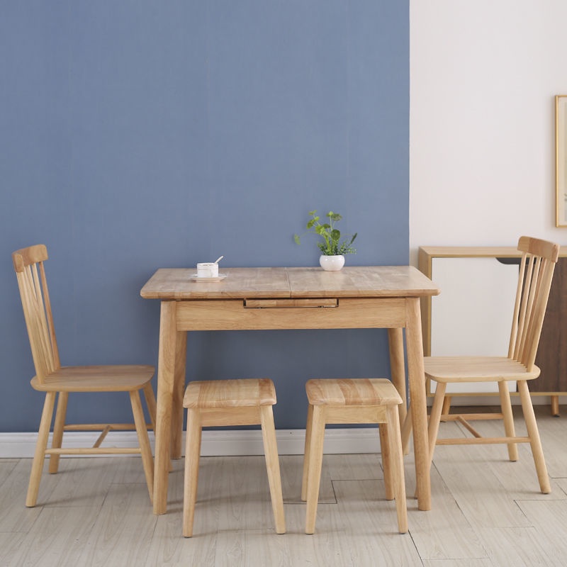 【保固免運】北歐實木新款輕奢可伸縮桌小戶型餐廳傢用溫莎椅路易斯簡約休閒桌