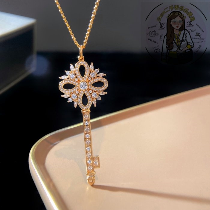 梅梅二手/Tiffany &amp; Co 蒂芙尼 經典維多利亞 鑰匙 長款 太陽花 大號 項鏈 現貨