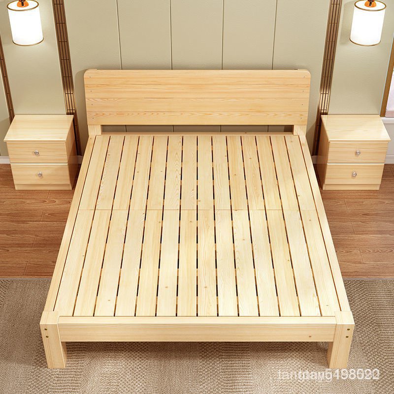 萬達木業 實木實木床簡約2米雙人1.8米大床1.5米傢用木闆床1床 高腳床 鐵床架 雙層床 上下床 儲物多功能床架