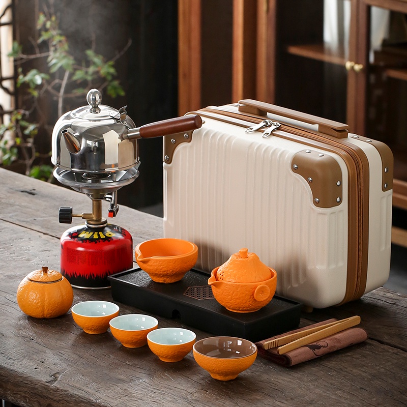 茶道 戶外 便攜式 旅行 茶具 套裝 帶 燒水爐 收納包 露營 煮茶壺 快客杯 泡茶裝備 戶外茶具 可擕式茶具