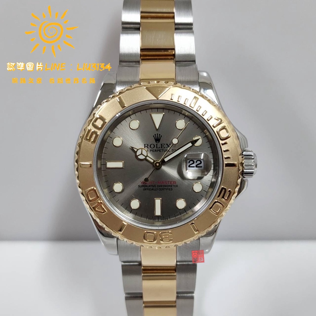 Rolex 勞力士 16623 半金遊艇 黃K金框 灰色面盤 錶徑40mm 自動機械 大眾當舖 編號8740