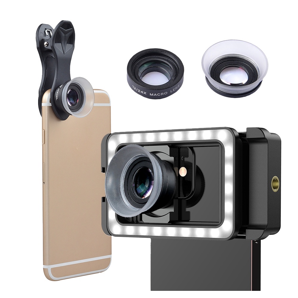 APEXEL 雙微距鏡頭 遮光微距鏡 12倍+24倍微距鏡頭 攝影鏡頭 手機微距鏡頭 外接鏡頭 近拍手機鏡頭 景深微距