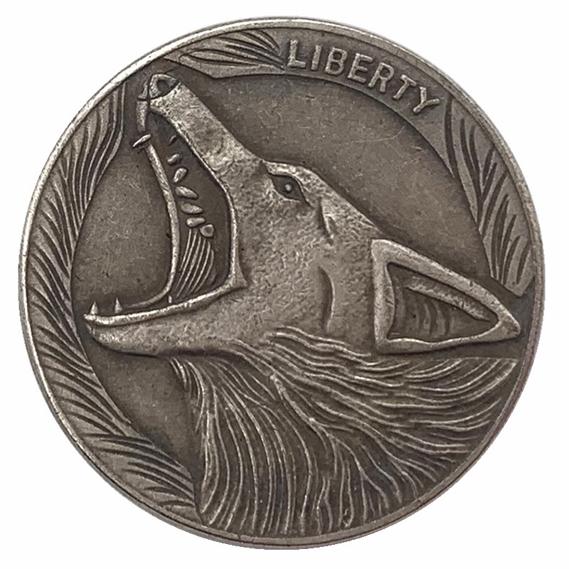 流浪者水牛仿古舊銅銀紀念幣 動物狼狗銀幣20mm硬幣工藝紀念章