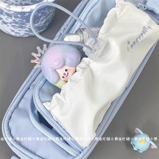 🎈蝦皮精選🎈筆袋ins日係高顔值奶油藍星星筆袋大容量帶隔層少女心學生收納袋