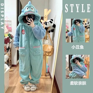 驚喜特價💕醜魚睡衣 醜魚珊瑚絨睡衣 醜魚連身睡衣 小丑魚珊瑚絨連身睡衣 醜魚家居服 睡袍 連帽睡袍 睡衣