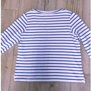 Uniqlo L 線條 條紋 長袖上衣 五分袖 七分袖 上衣 棉質上衣 棉上衣 女上衣 條紋上衣 線條上衣