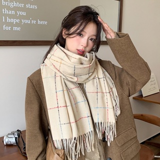韓係美拉德新款冬季圍巾女高級感韓版保暖披肩圍脖格子圍巾氛圍感