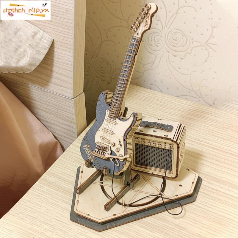 爆款#熱賣中木制拼圖立體模型樂器3d玩具電吉他diy手工禮物情人節成人