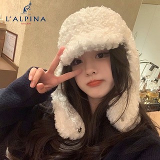 秋冬新款🏅LALPINA日係純色百搭羊羔絨保暖護耳雷鋒帽女冬季學生防風滑雪帽護耳飛行帽/保暖帽/毛帽女