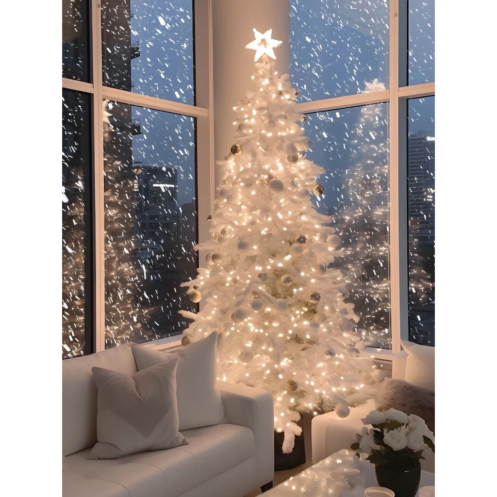 白色耶誕樹雪白松樹加密led發光耶誕節大型耶誕樹裝飾佈置道具