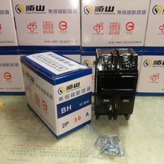 臺灣製造_雲林順山牌_無熔絲開關_BH 2P30A_無熔線斷路器