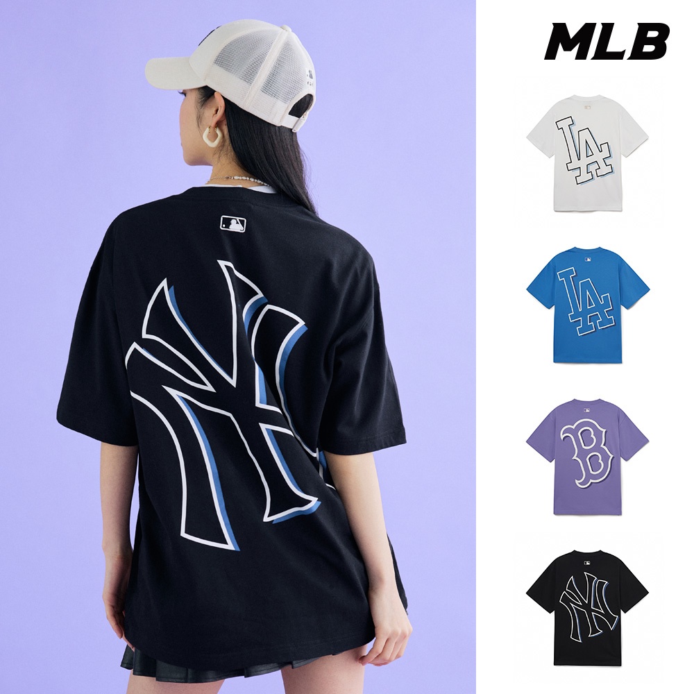 歐美代購 免稅正品 MLB 男女同款 背後大Logo 短袖T恤 紅襪/洋基/道奇隊 (3ATSB0433-四色任選)