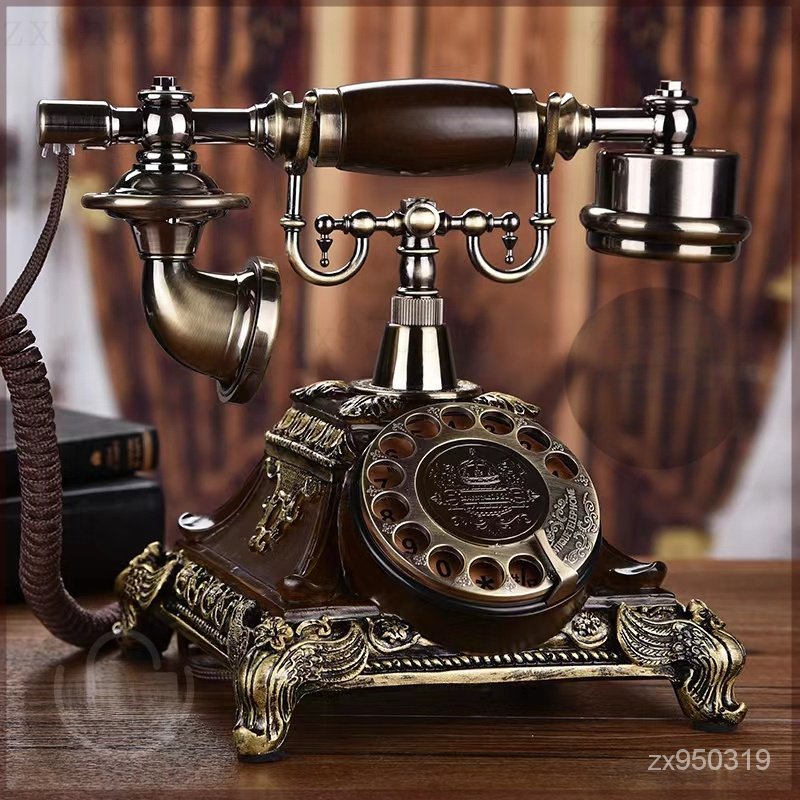 🔥限時免運 時尚創意旋轉仿古電話機 歐式仿古電話機 老式復古家用座機 轉盤 插線電話 復古電話 機械鈴聲 家用復古電話