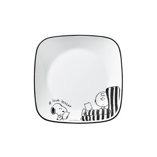 【康寧 Corelle】SNOOPY史努比 復刻黑白 方形8吋平盤