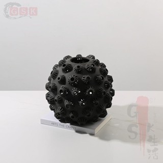 【GSK】裝飾 擺飾 意式極簡風手工陶瓷鏤空海膽球花瓶售樓處酒店家居新奇特桌面裝飾