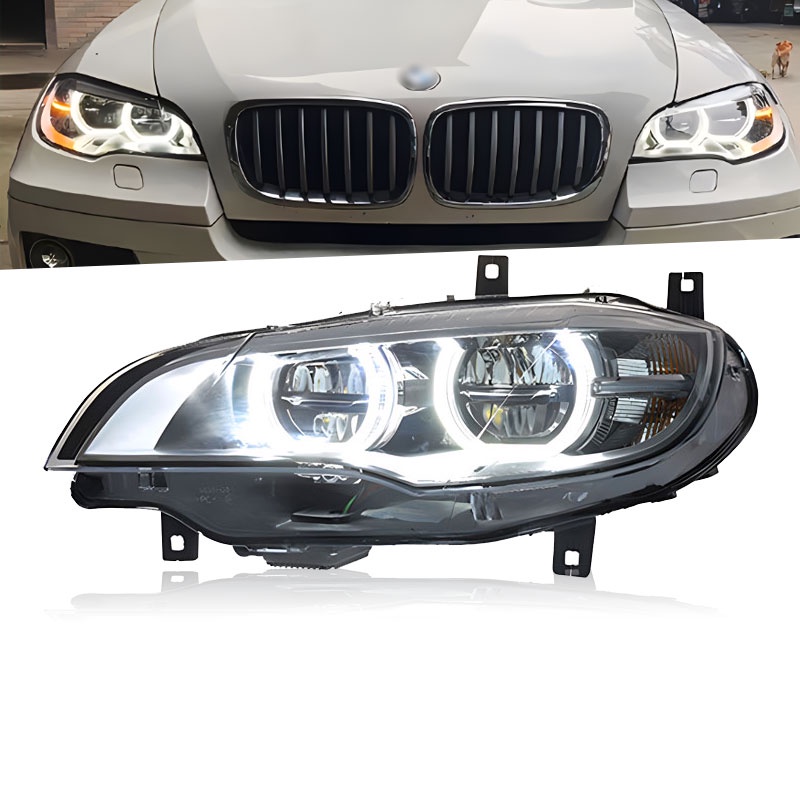 適用于08-14款BMW X6大燈總成 老改裝新款LED天使眼日行轉向燈E71