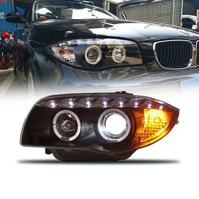 適用07-11款BMW 1系E87大燈總成改裝LED行車轉向燈近光遠光燈120i