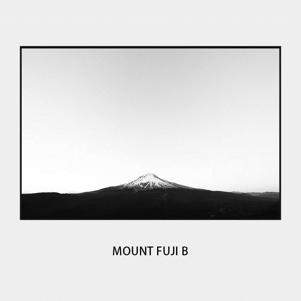 富士山風景掛畫黑白雪山風景客廳壁畫臥室裝飾畫現代藝術靠山墻畫