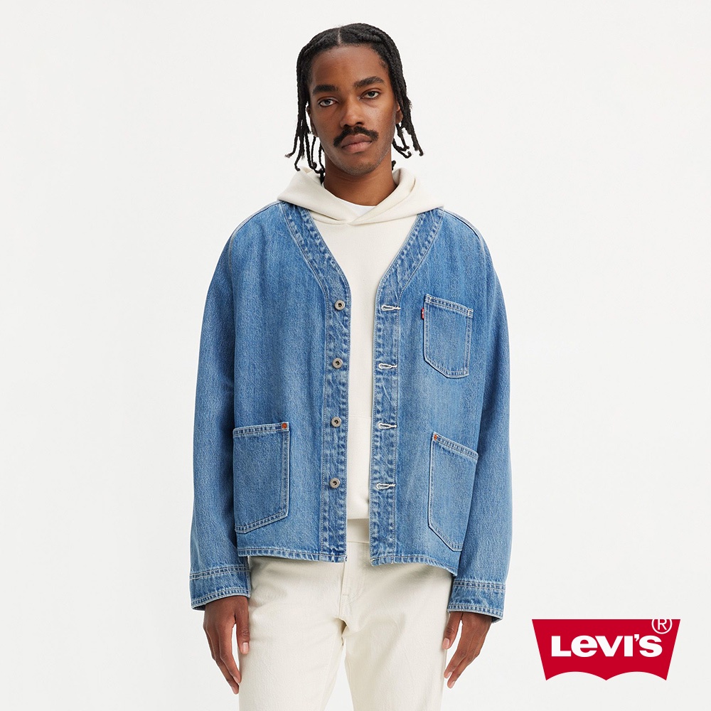 Levis 和服式牛仔外套 / 外露式鉚釘 / 特殊釘扣 / 中藍刷色 男款 A7139-0000 人氣新品