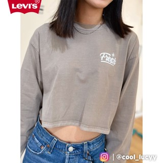 Levis Fresh果漾系列 寬鬆短版長袖T恤 / 天然染色工藝 月岩灰 女 A3525-0005 熱賣單品