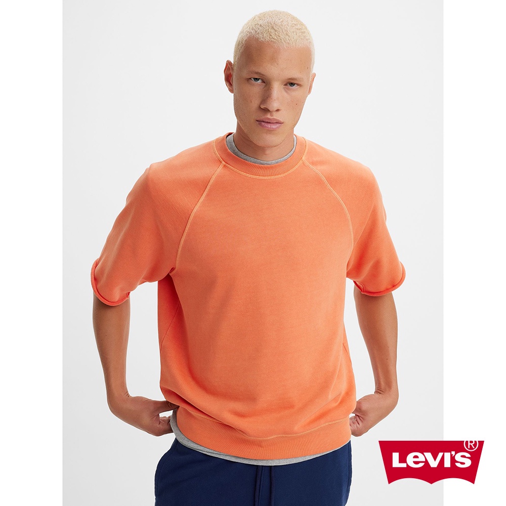 Levis Gold Tab金標系列 重磅寬短袖素T恤 彈性微收下擺  落日橘 男 A4903-0001 熱賣單品