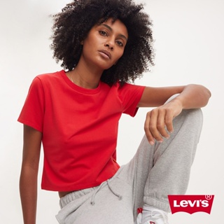 Levis Gold Tab金標系列 短版彈力修身短袖T恤 硃砂紅 女 A3718-0013 熱賣單品