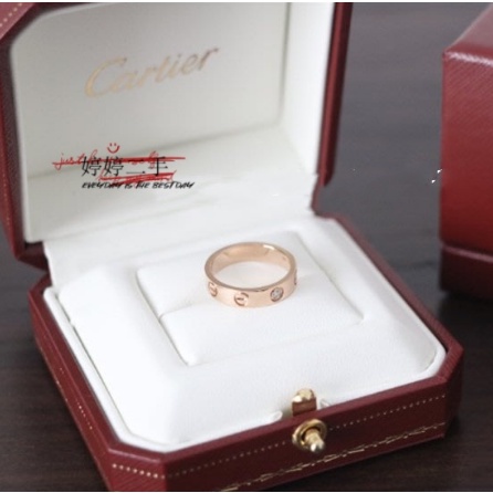 二手特价出Cartier卡地亞 LOVE系列 18K玫瑰金戒指 單鑽 鑽石款戒指 鑽戒 B4050700