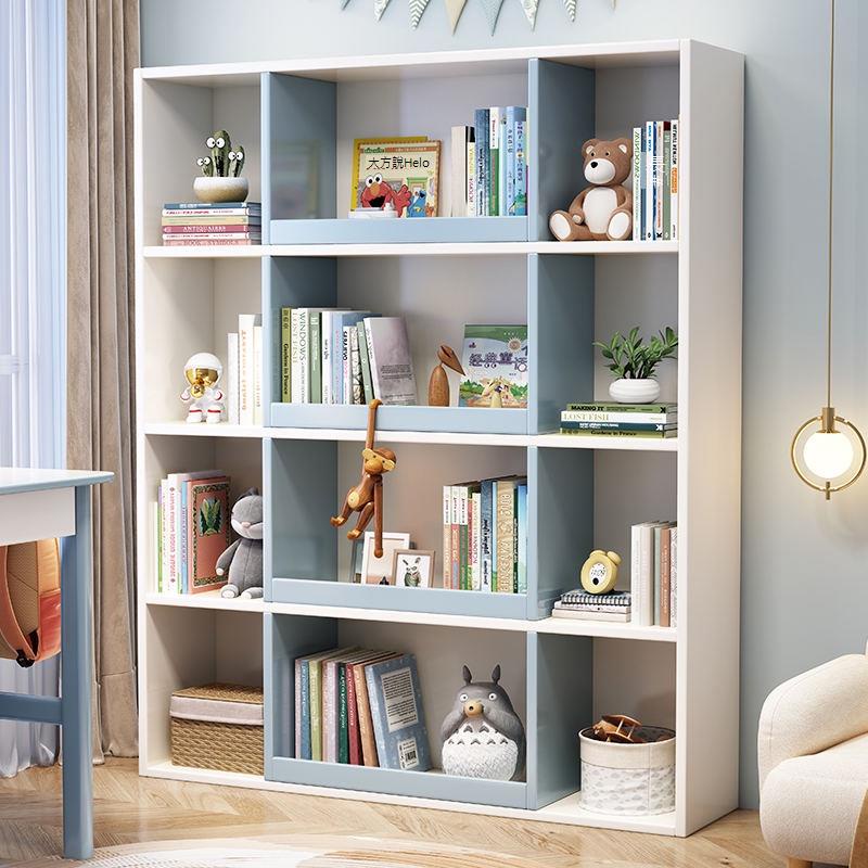 微笑商城 實木書櫃兒童玩具收納櫃學生臥室書架簡約現代落地多層置物架