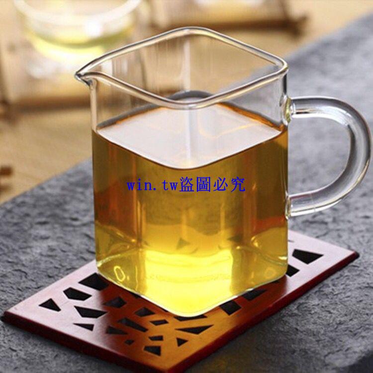 特惠#茶具配件#耐熱玻璃小四方形矩型公道杯加厚耐高溫茶海功夫茶花茶方型250ML win.tw