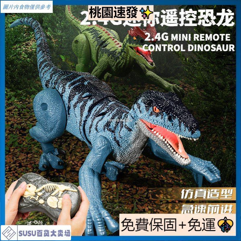台灣熱銷創意玩具 跨境兒童遙控迅猛龍霸王龍2.4G五通仿真聲光電動迷你遙控恐龍玩具 J1CC
