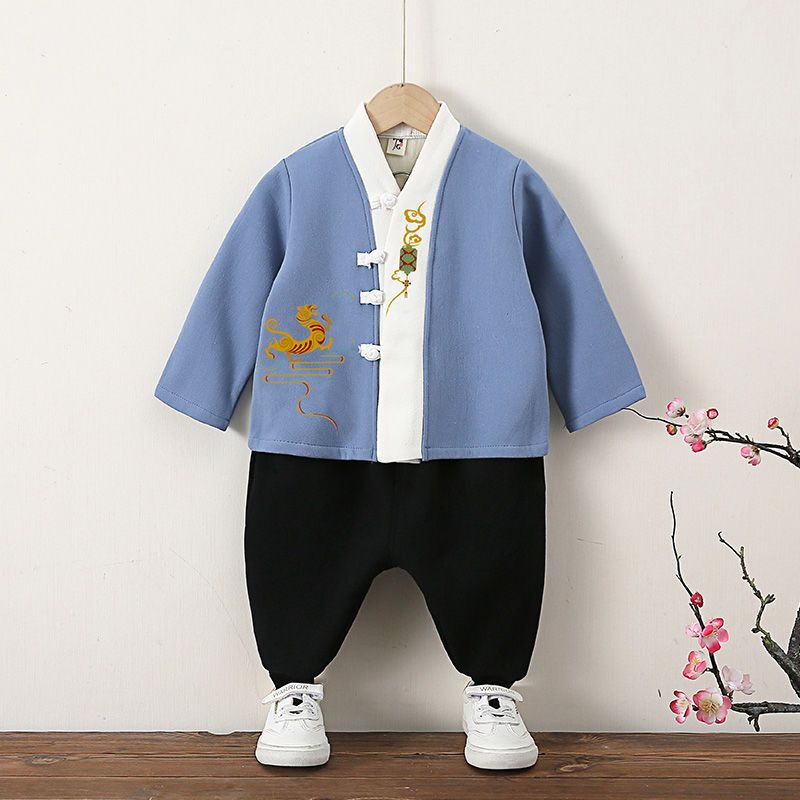 ✨新款童装✨ 兒童男童秋冬裝漢服服 套裝 拜年服中國風寶寶過年