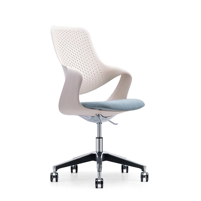 白色辦公椅現代塑膠靠背職員電腦椅陞降轉椅簡約中班椅時尚會議椅