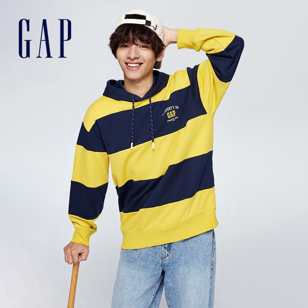 Gap 男女同款 Logo印花帽T-黑黃撞色(885518)