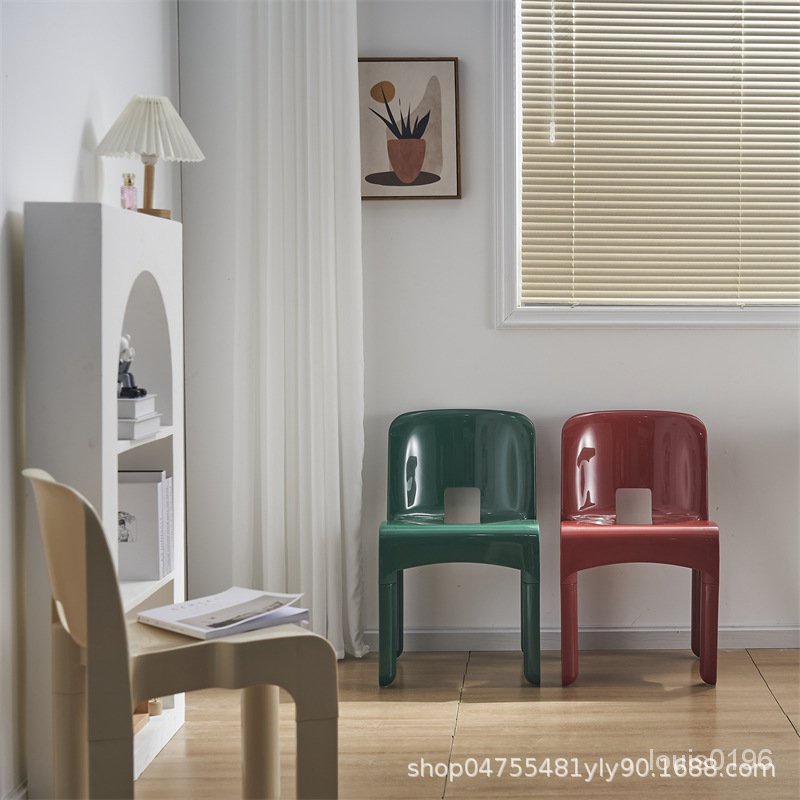 中古複刻餐椅vintage設計師攝影奶茶店簡約傢用塑料靠背化妝椅子