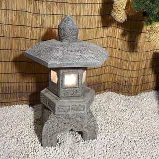 石雕石燈籠庭院燈仿古中式太陽能石燈青石戶外