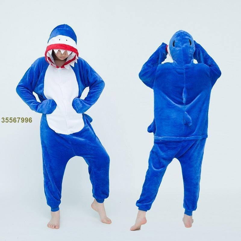 |臺妹ahAh| 🌹🌹聖誕節服裝成人法蘭絨秋冬款鯊魚卡通動物連身睡衣家居服表演裝cosplay🌹