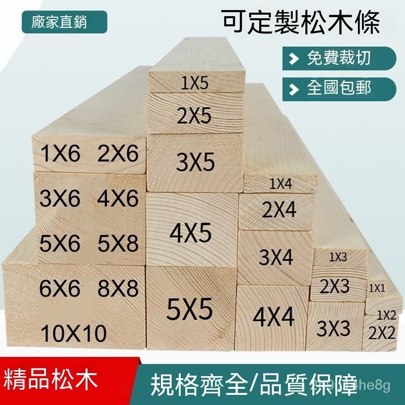 訂金 松木條定製實木材料DIY原木板材龍骨立柱隔斷拋光木方模型長條 原木 鬆木條 實木方 實木條 實木材料 輕木條