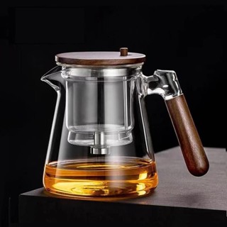 日式 耐熱 玻璃 泡茶 壺 一鍵 茶水 分離 按壓式 沖茶 壺 濾茶 杯 茶具 套裝 飄逸 杯 辦公室 專用