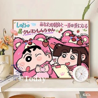 蠟筆小新情侶數字油畫diy填充色手繪生日禮物可愛卡通丙烯裝飾畫