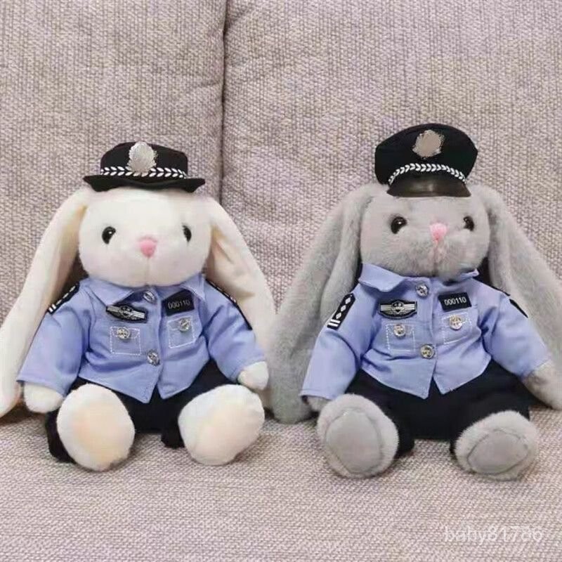 公安小熊 公仔 警察小熊 公安小熊 玩偶 警官兔子 毛絨玩具 送女生 禮物 娃娃