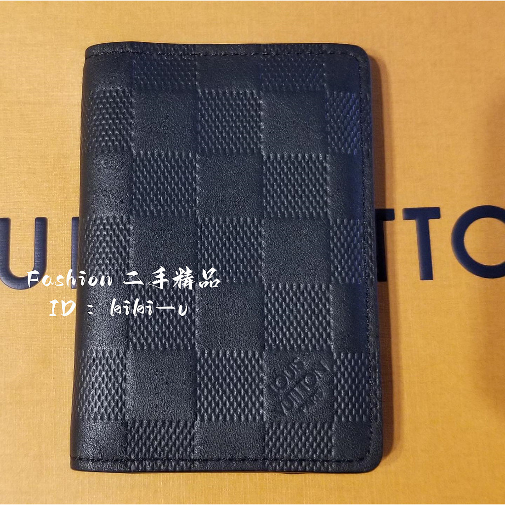 精品二手 LV POCKET ORGANIZER 皮革 棋盤格 卡片夾 卡夾 萬用夾 黑色 現貨