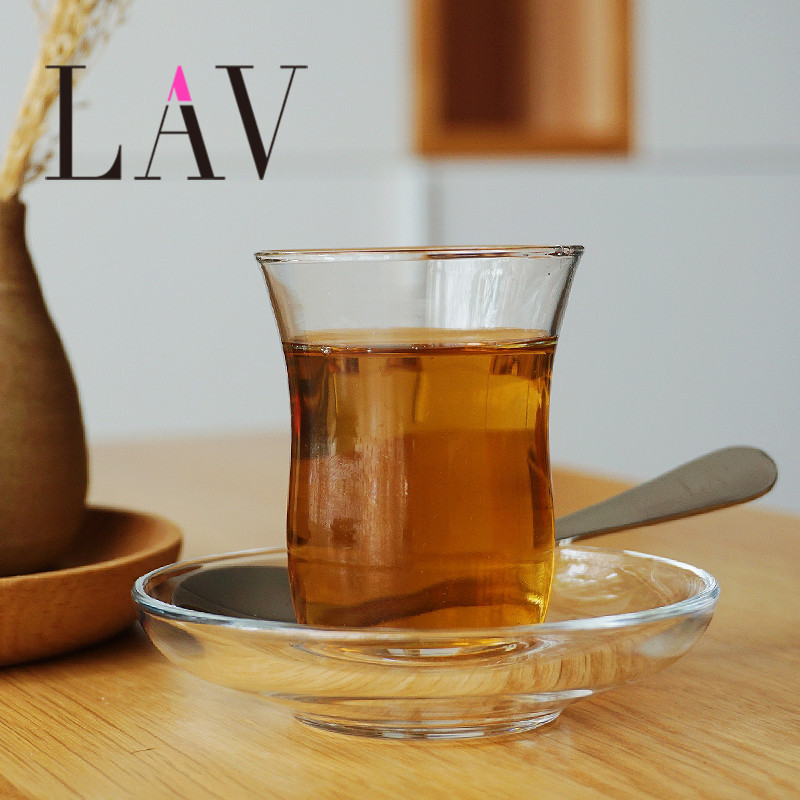 【炫彩】土耳其紅茶杯LAV進口無鉛玻璃杯異域風格特色經典鬱金香杯配碟