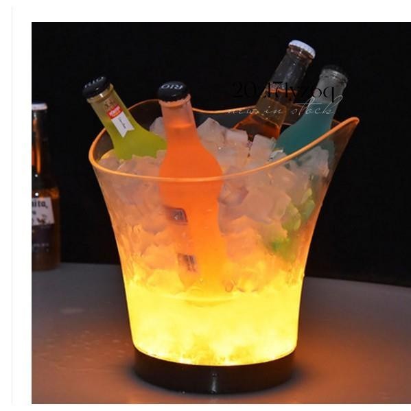 【熱銷】新品5L電池發光冰桶透明塑膠酒吧ktv家用冰桶保溫發光啤酒桶 酒吧發光冰酒桶發光冰桶透明塑膠酒吧